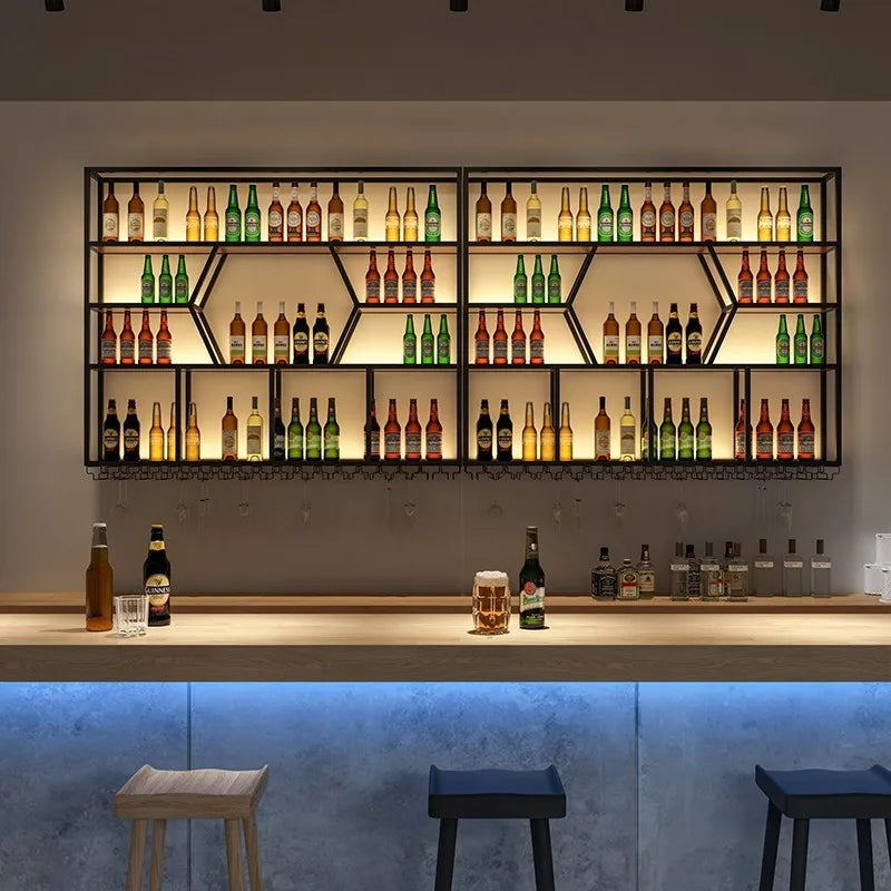 Modern Wall Bar Cabinet Shelf Bottles Metal Luxury Vino Home Wine Holder Restaurant House Beer Stojak Na Wino Bar Decorations