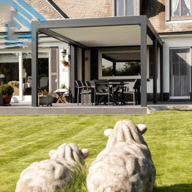 Modern Waterproof Outdoor Pergola Patio Bioclimatic 3X3m 3x4m Motorized Louver Aluminum Pergola Metal Pavilion