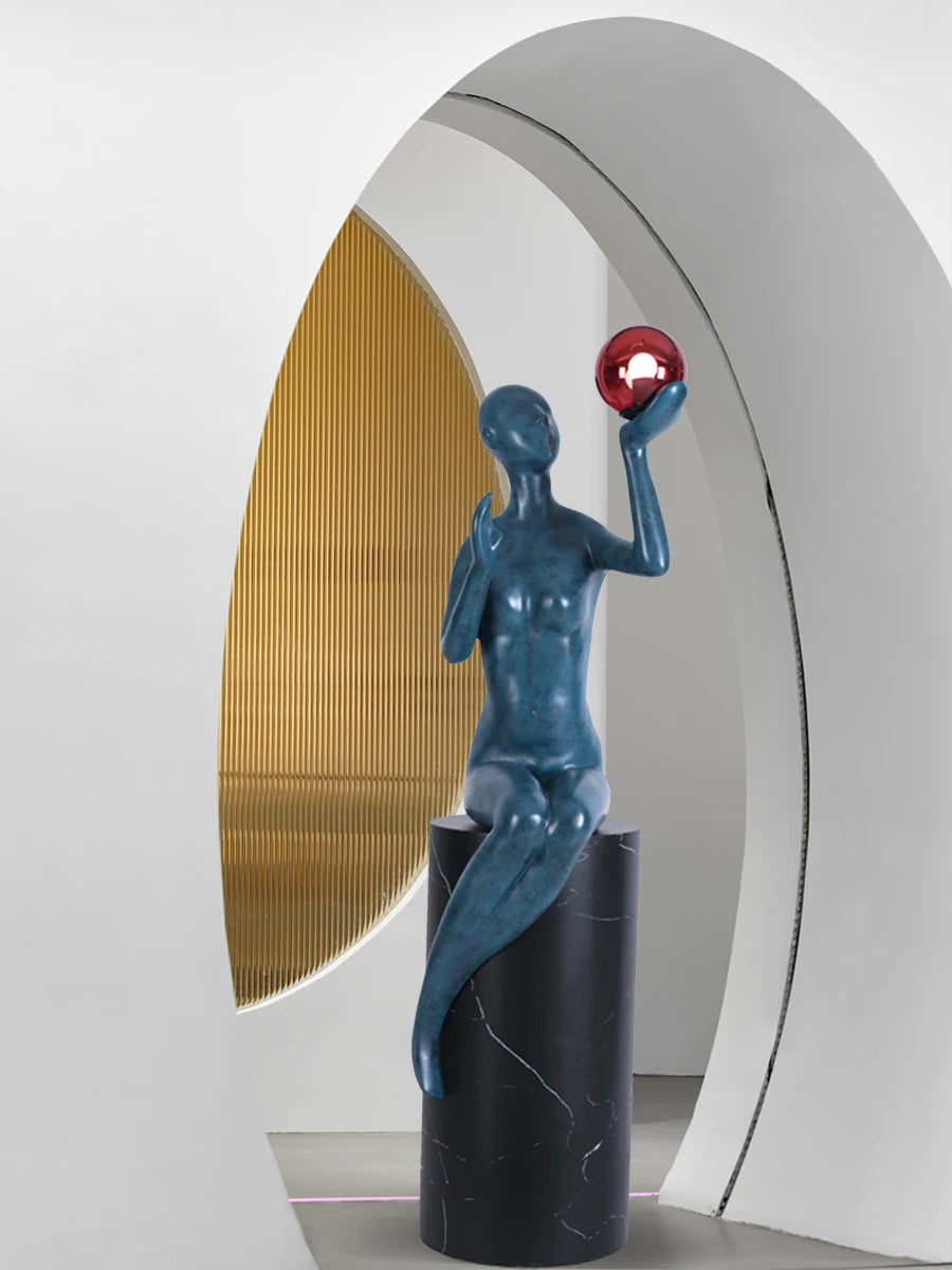 Modern humanoid art decoration floor lamp, hotel lobby, home, living room, creative figures, floor sculpture, large decoration