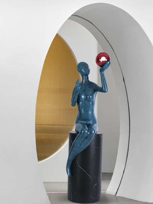 Modern humanoid art decoration floor lamp, hotel lobby, home, living room, creative figures, floor sculpture, large decoration