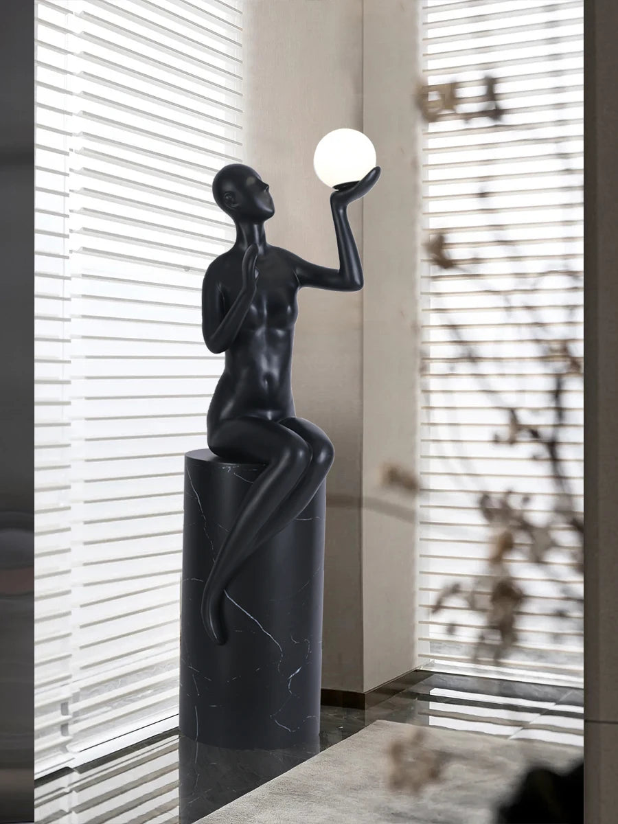 Modern humanoid art decoration floor lamp, hotel lobby, home, living room, creative figures, floor sculpture, large decoration