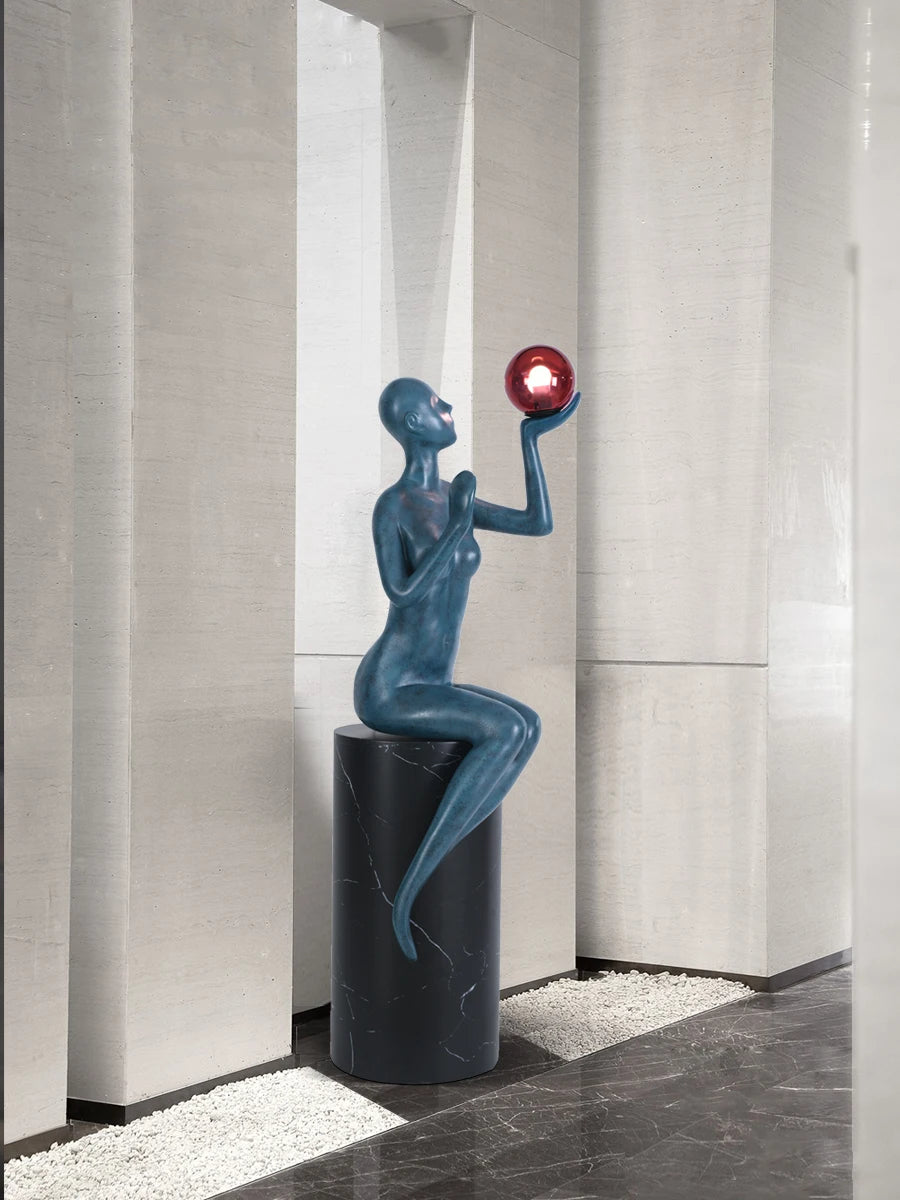 Modern humanoid art decoration floor lamp, hotel lobby, home, living room, creative figures, floor sculpture, large decoration