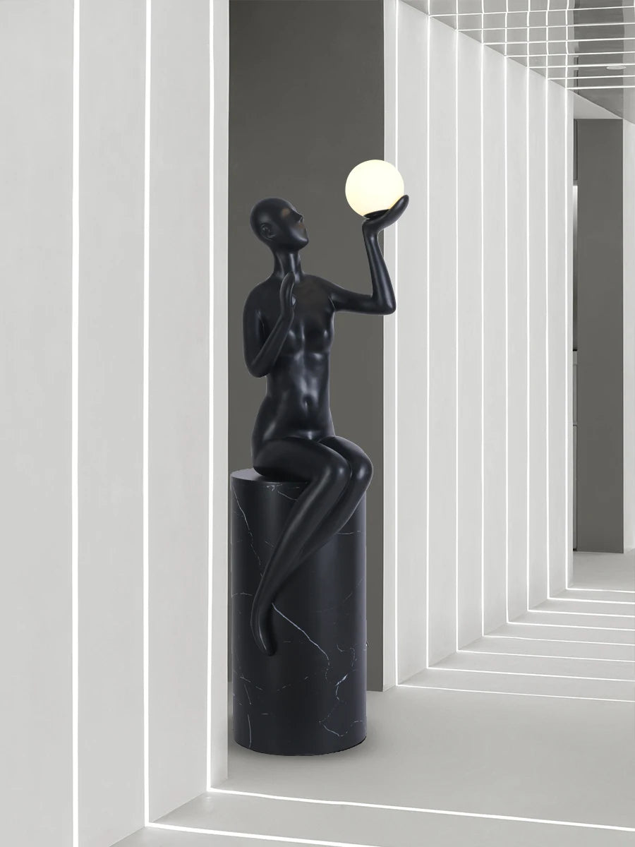 Modern humanoid art decoration floor lamp, hotel lobby, home, living room, creative figures, floor sculpture, large decoration