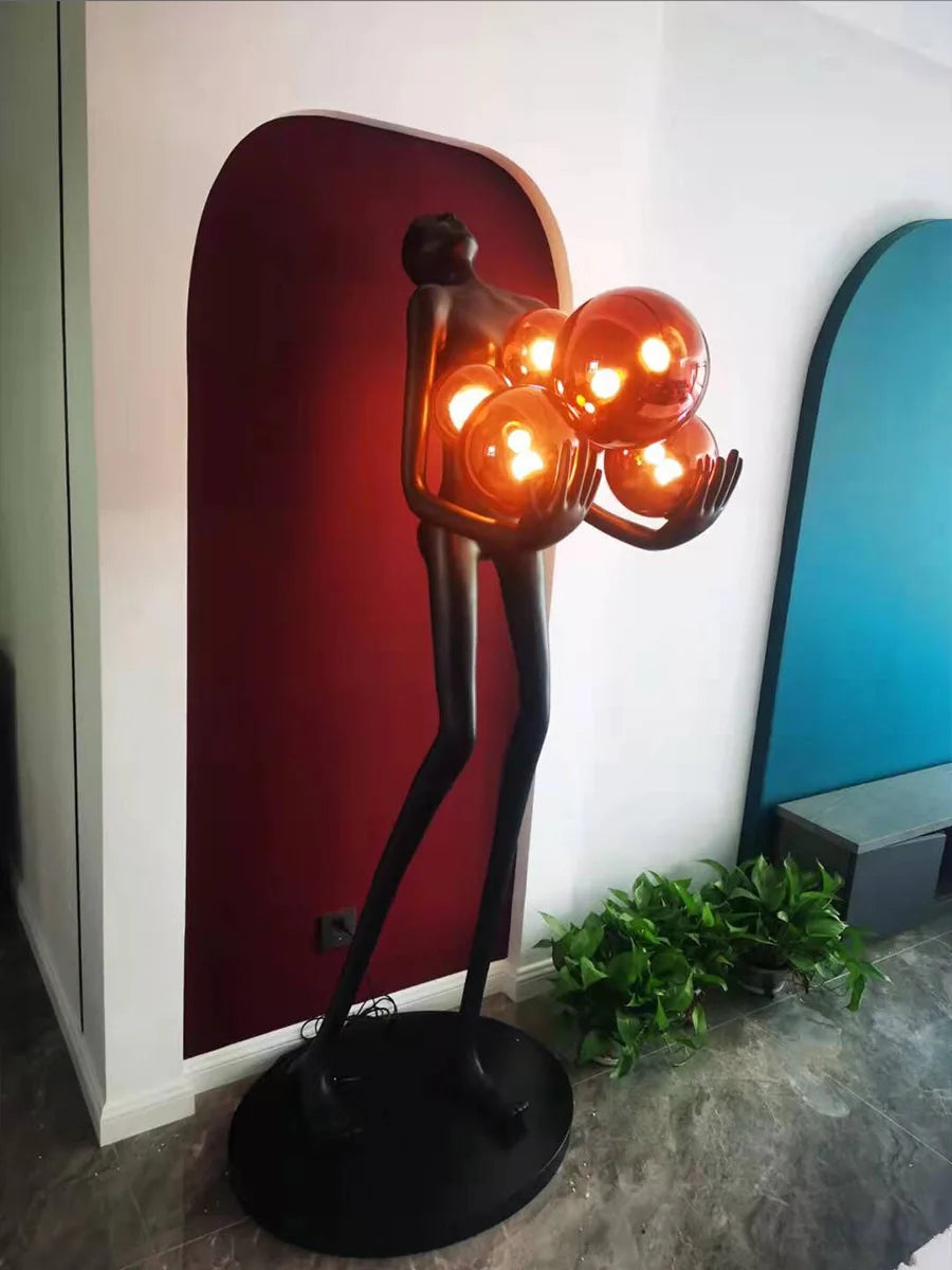Modern humanoid art sculpture creative floor lamp home exhibition hall Hotel FRP large decorative figures ornaments