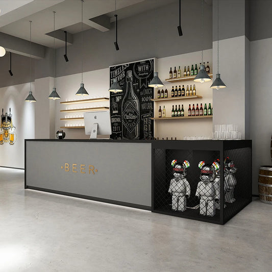 Modern industrial style bar, bar, gym, coffee shop, billiards hall, reception desk, children's playground, checkout counter cust