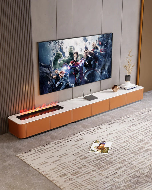 Modern living room household embedded electronic simulation flame 3D atomization humidification steam long floor cabinet