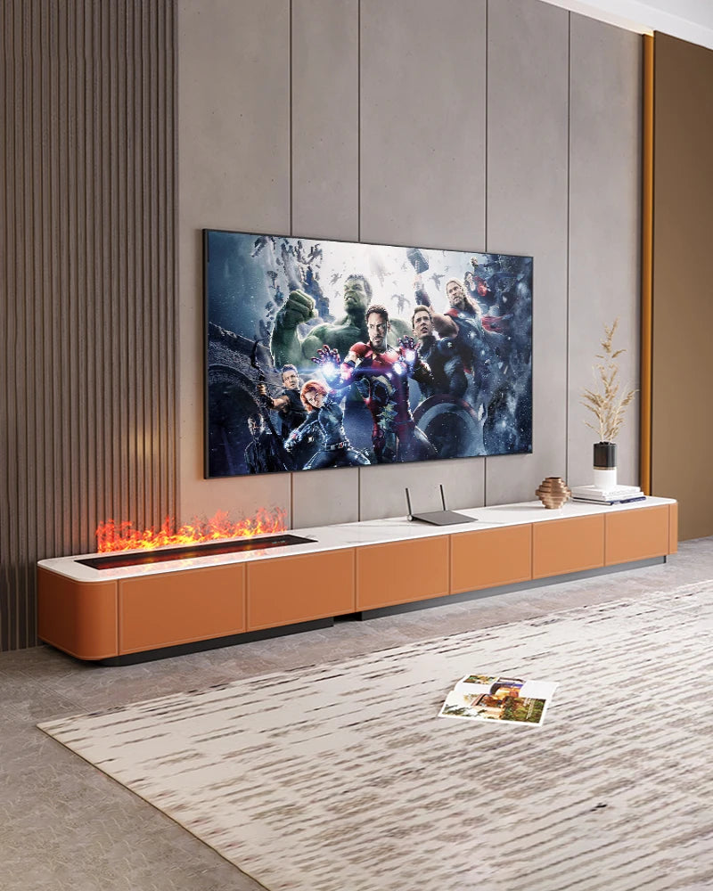 Modern living room household embedded electronic simulation flame 3D atomization humidification steam long floor cabinet