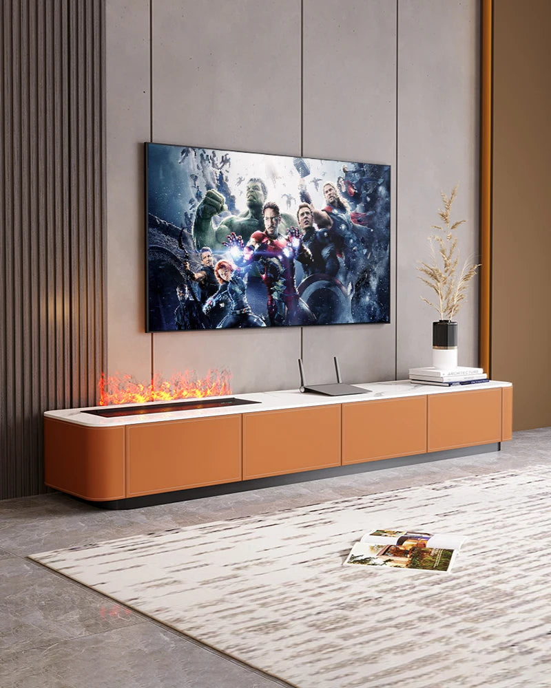 Modern living room household embedded electronic simulation flame 3D atomization humidification steam long floor cabinet