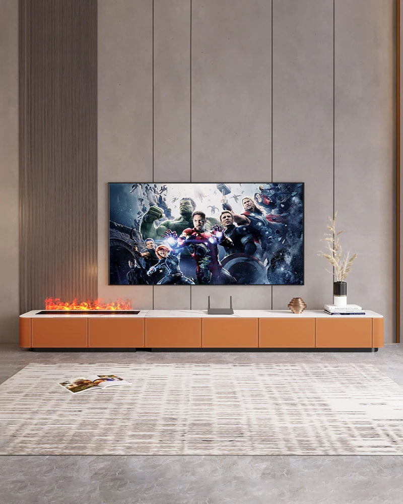 Modern living room household embedded electronic simulation flame 3D atomization humidification steam long floor cabinet