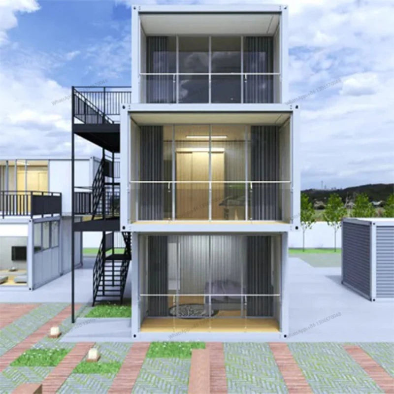 Modern luxury sea freight prefabricated 2-story 3-bedroom container house
