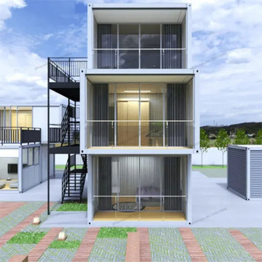 Modern luxury sea freight prefabricated 2-story 3-bedroom container house