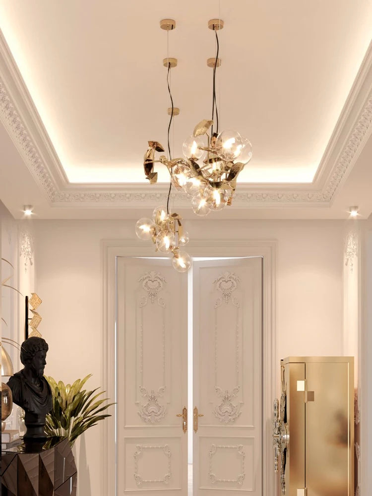 Modern luxury villa living room dining room chandelier art creative full copper teahouse bar table lamp