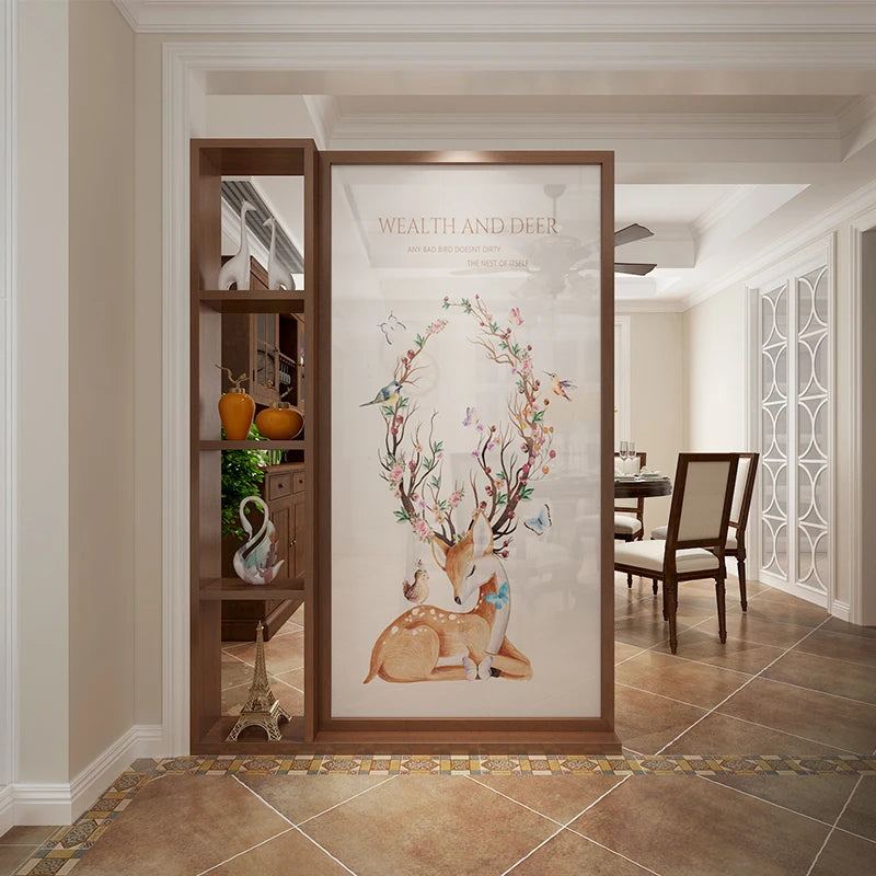 Modern minimalist household entrance, foyer, shelf, screen partition, living room, Nordic decoration, solid wood semi transparen