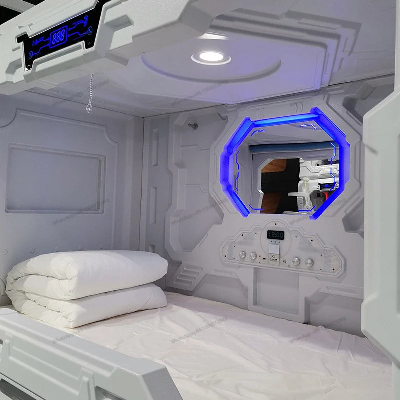 Modern minimalist large opening space capsule bed, esports hotel, school dormitory, single person up and down bunk, Japanese cap