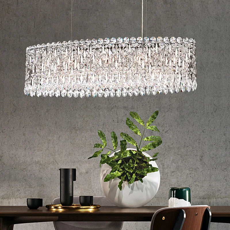 Modern minimalist restaurant crystal long chandelier model house villa bar imported Egyptian crystal lamps