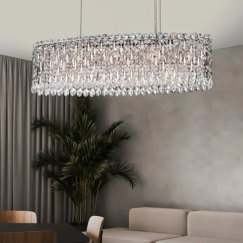Modern minimalist restaurant crystal long chandelier model house villa bar imported Egyptian crystal lamps