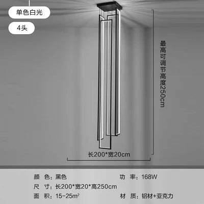 Modern minimalist villa minimalist Nordic light luxury personality rotating duplex building led long chandelier