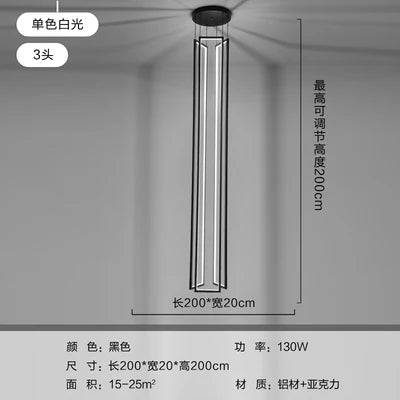 Modern minimalist villa minimalist Nordic light luxury personality rotating duplex building led long chandelier