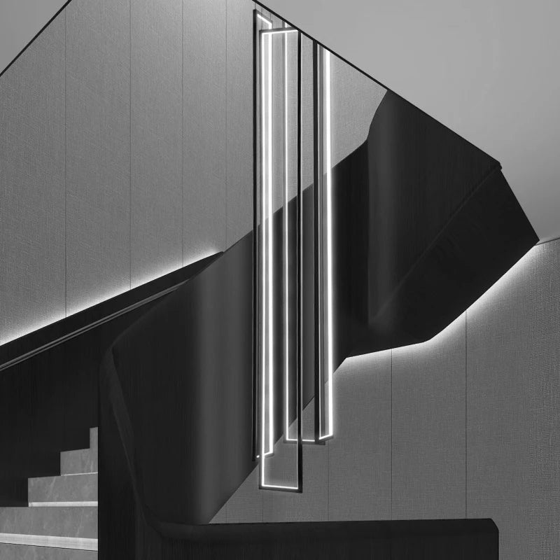 Modern minimalist villa minimalist Nordic light luxury personality rotating duplex building led long chandelier