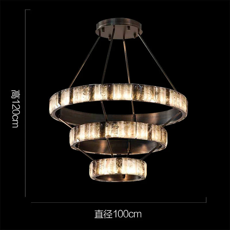 Modern minimalist villa staircase chandelier atmospheric living room creative duplex building wrought iron marble chandelier