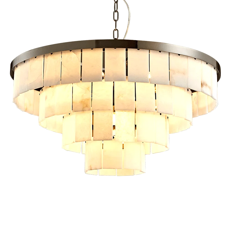 Modern new Chinese marble living room chandelier simple round dining room bedroom villa hotel private room lamps