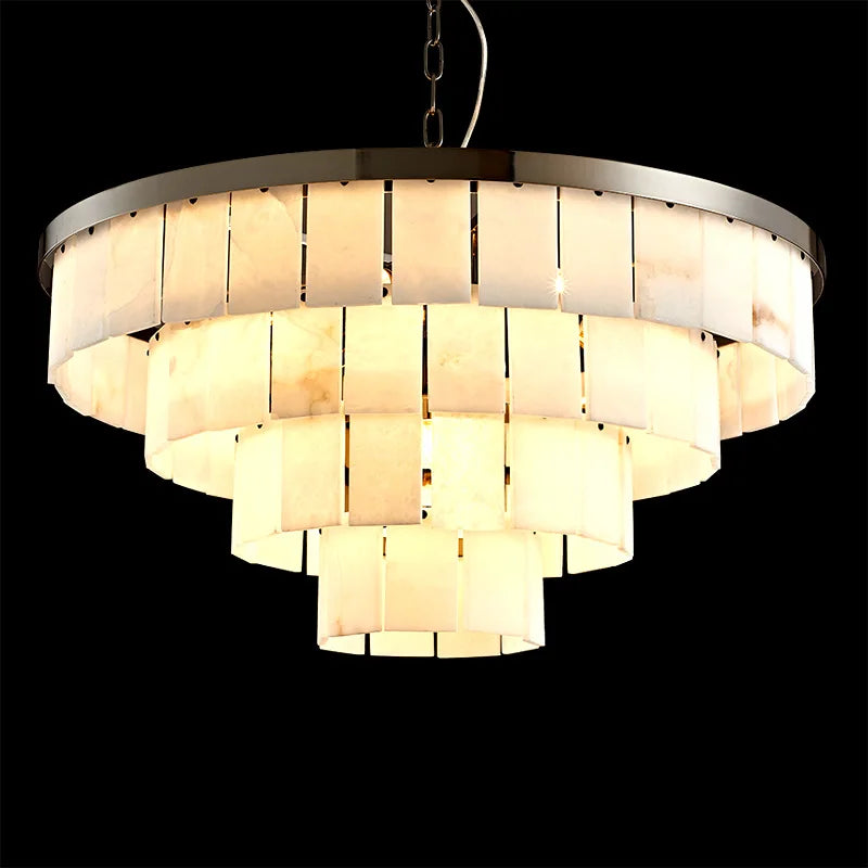 Modern new Chinese marble living room chandelier simple round dining room bedroom villa hotel private room lamps