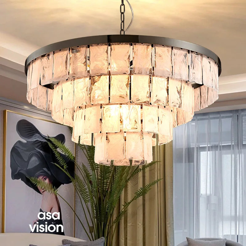 Modern new Chinese marble living room chandelier simple round dining room bedroom villa hotel private room lamps