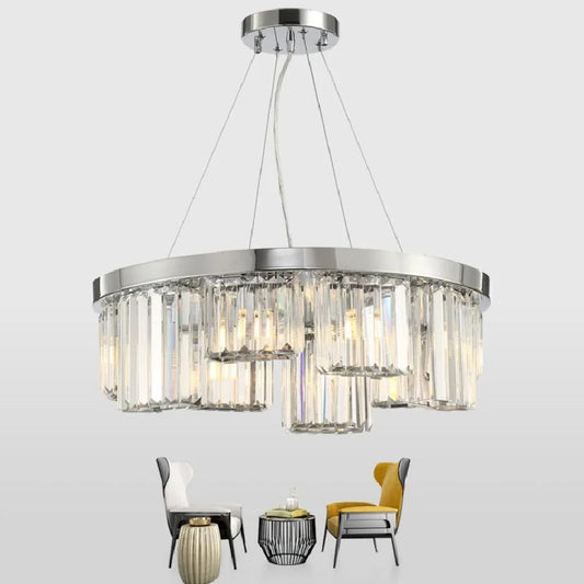 Modern silver crystal chandelier designer irregular shape living room lamp simple creative villa hotel LED chandelier