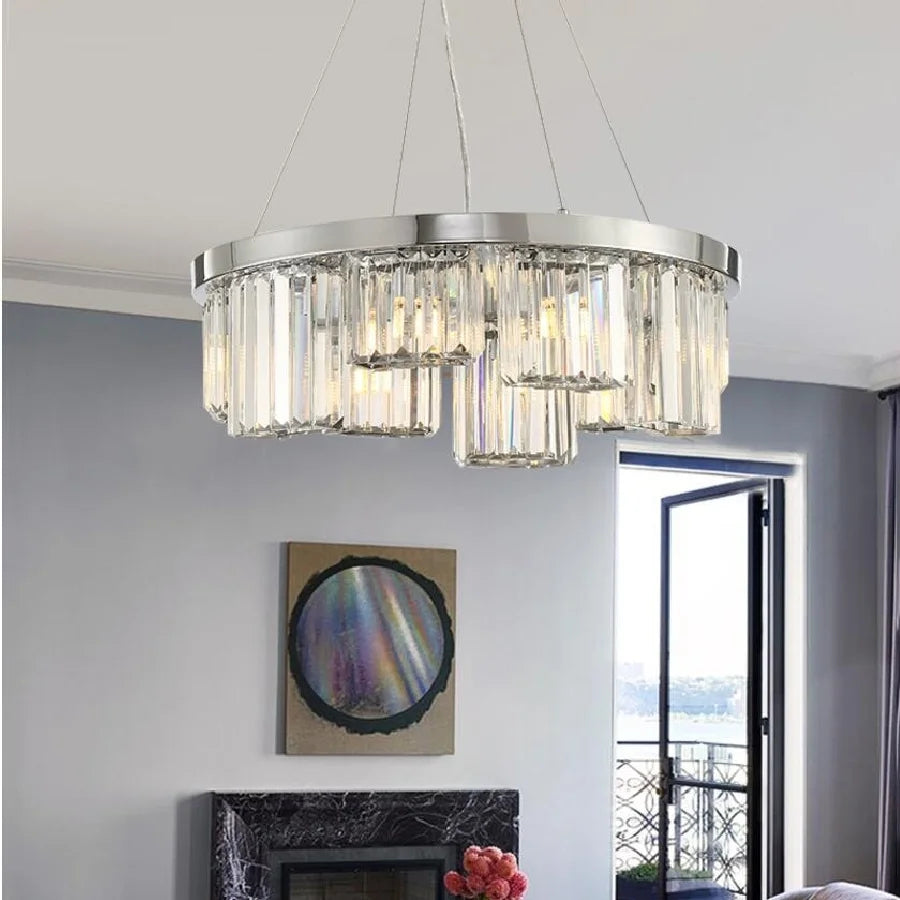 Modern silver crystal chandelier designer irregular shape living room lamp simple creative villa hotel LED chandelier