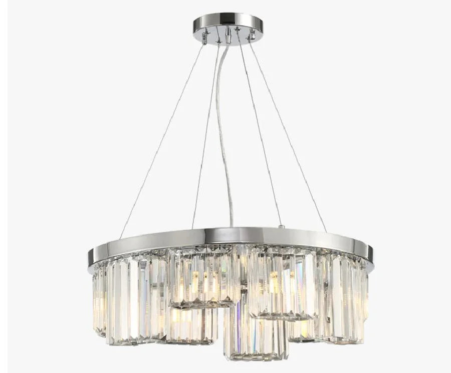 Modern silver crystal chandelier designer irregular shape living room lamp simple creative villa hotel LED chandelier