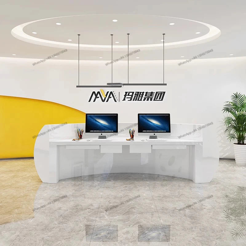 Modern simple arc bar Aesthetic medicine shop front desk FRP baking varnish bar company hotel reception desk