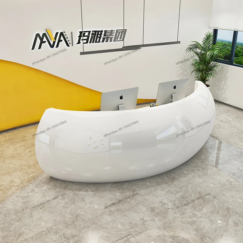 Modern simple arc bar Aesthetic medicine shop front desk FRP baking varnish bar company hotel reception desk