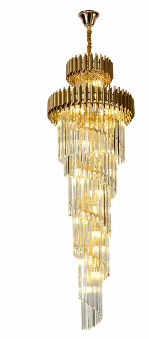 Modern stair crystal chandelier Nordic duplex building living room chandelier luxury villa decoration lamp
