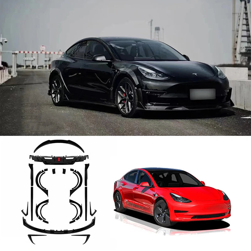 Modified Body Kits Car Rear Lip Side Skirt Body Kit Car Front Bumper Lip For Tesla Model Y 2021-2023
