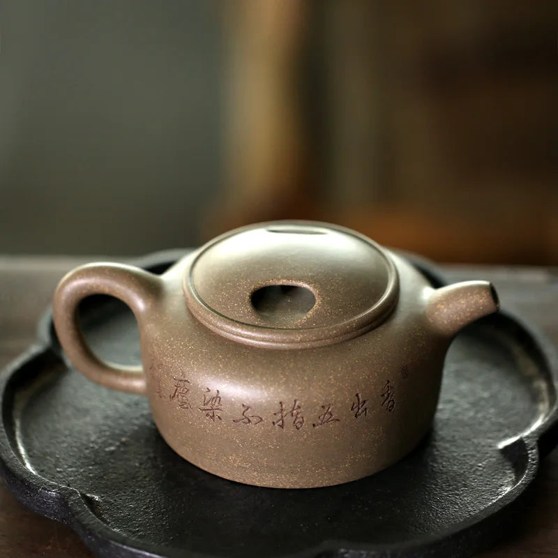 Monohydrate hall yixing undressed ore recommended all hand famous authentic green mud cow cover lotus seed pot of 330 ml