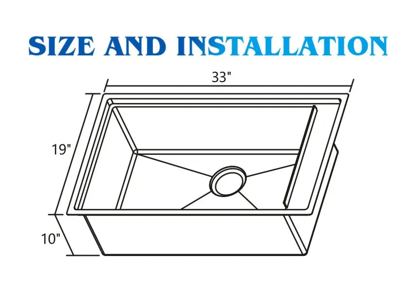 Multifunctional Workstation Single Bowl corner Handmade Stainless Steel Topmount Drain Board 33"x19"x10" Inch Sink