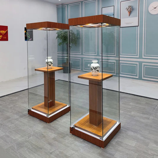 Museum glass display cabinet, painted display cabinet, statue, cultural relic, solid wood display cabinet, antique display cabin