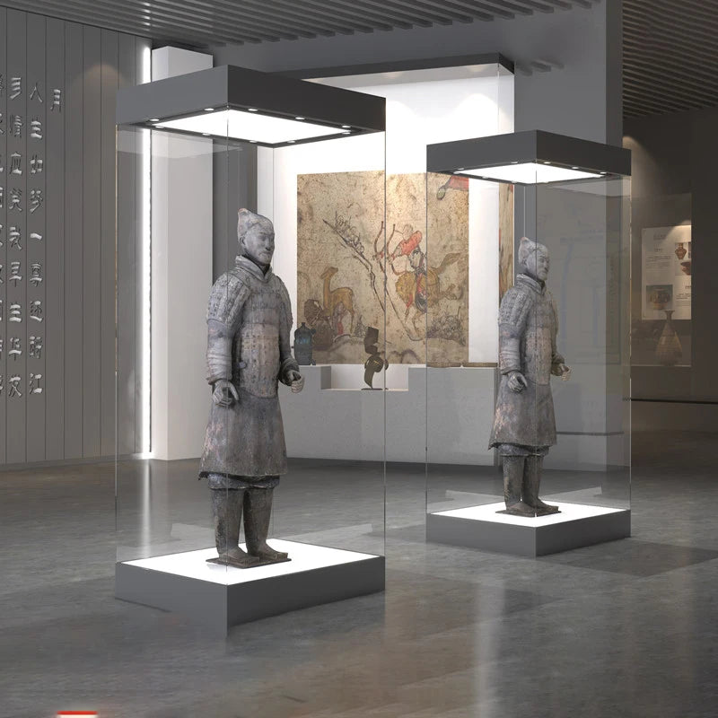 Museum glass display cabinet, painted display cabinet, statue, cultural relic, solid wood display cabinet, antique display cabin