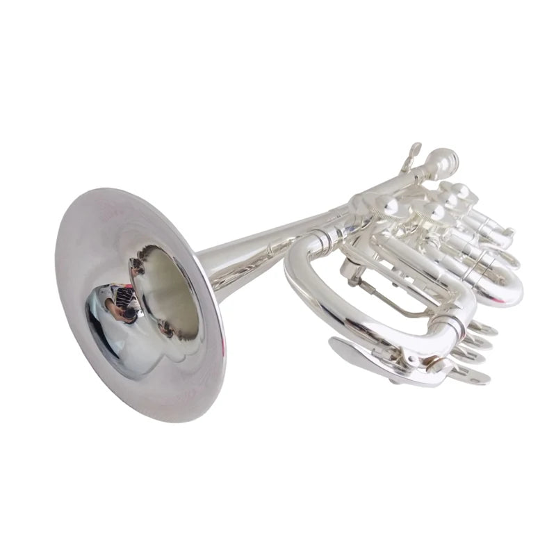Musical Instruments Rotary Trumpet B Flat with Extra Cupronickel Leadpipe Silver Plated Yellow Brass with Case Mouthpiece