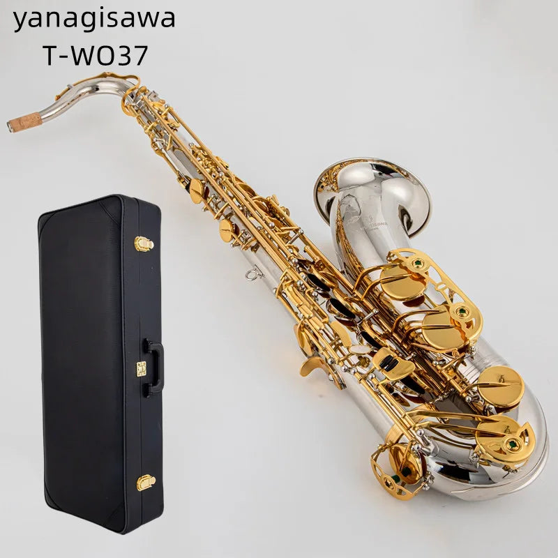 Musical Instruments T-WO37 Tenor Saxophone Bb Tone Nickel Plated Tube Gold Key Sax With Case Mouthpiece Gloves
