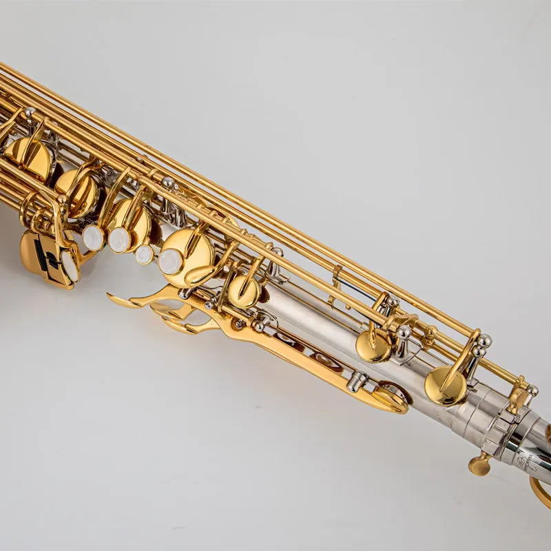 Musical Instruments T-WO37 Tenor Saxophone Bb Tone Nickel Plated Tube Gold Key Sax With Case Mouthpiece Gloves