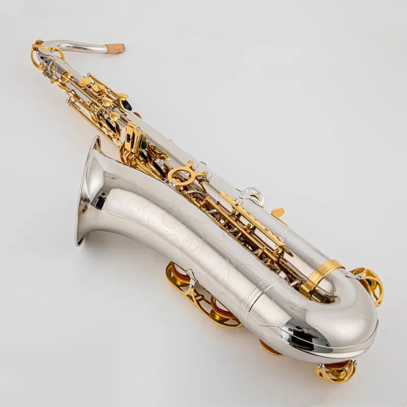 Musical Instruments T-WO37 Tenor Saxophone Bb Tone Nickel Plated Tube Gold Key Sax With Case Mouthpiece Gloves