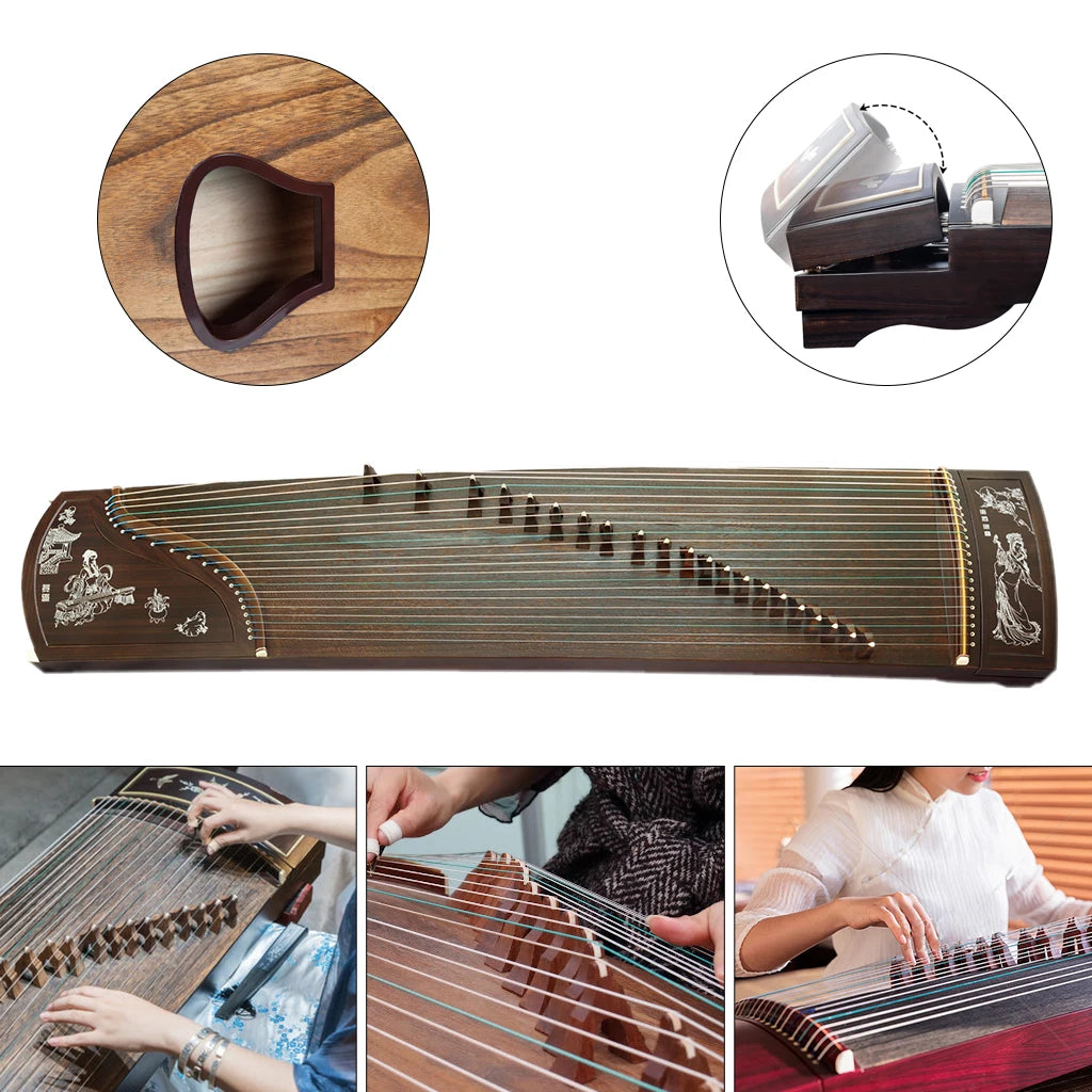 NAOMI 21 Strings Chinese Zither High Grade Black Sandalwood Guzheng Instrument W/ Guzheng Nails Strings Bridges Stands Bag