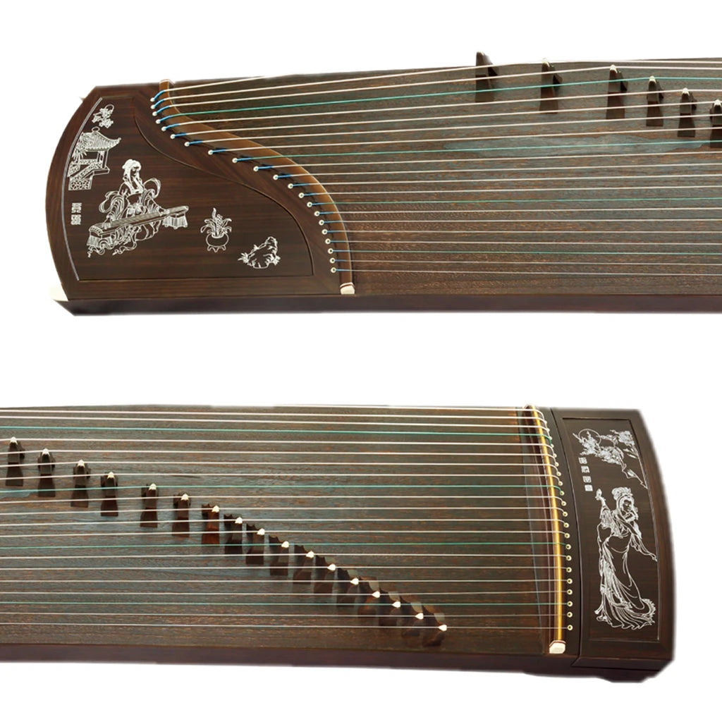 NAOMI 21 Strings Chinese Zither High Grade Black Sandalwood Guzheng Instrument W/ Guzheng Nails Strings Bridges Stands Bag