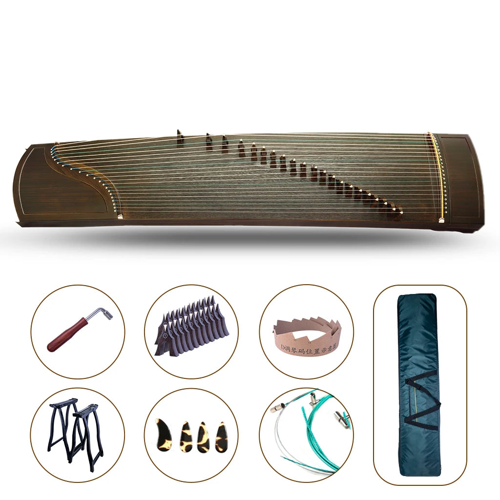 MMOOKA NAOMI 21Strings 163cm Black Sandalwood Guzheng Chinese Zither Koto w/ Full Accessories Professional Performance Easy To Learning