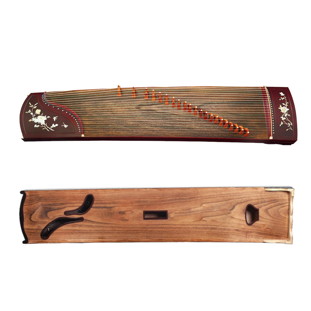 NAOMI Advanced Peony Carved Rosy Sandalwood Guzgeng Instrument Chinese Zither With Full Accessories Nails+Strings+Stands+Bag