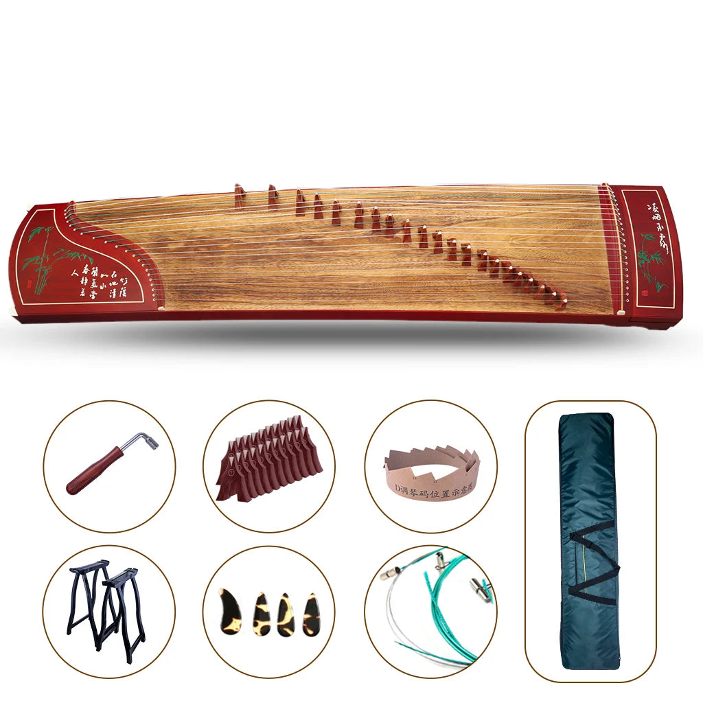MMOOKA NAOMI Premium Quality 21 Strings 163cm Rosy Sandalwood Chinese String Instrument Guzheng Green Bamboo Carved For Practice