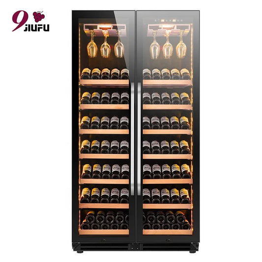 NEW Design Wine Fridge Glass Door Drinks Cellar Dual Zone Freestnding Wine Cooler