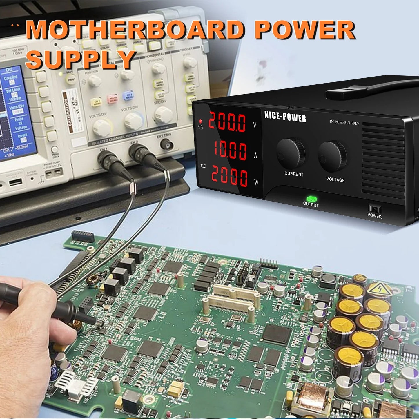 NICE-POWER R-SPS20010 200V 10A 2000W Digital Voltage Regulator Adjustable High Power Output DC Power Supply Appliance Repair