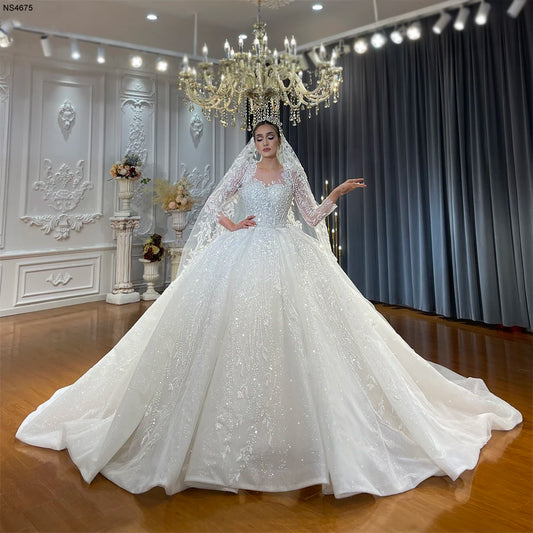 NS4675 High quality lace Appliques Luxury Wedding Dress